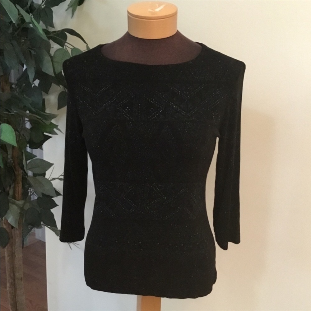 Softwear by Mark Singer Womans small black with turquoise sparkle